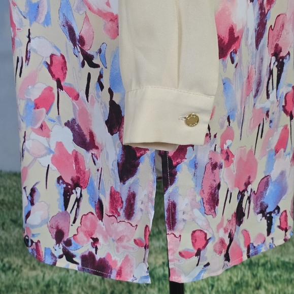 ANNE KLEIN | LOOSE FIT KNEE LENGTH FLORAL SHIRT DRESS - Picture 9 of 16